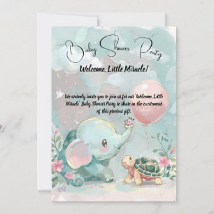 Baby Olifant & Turtle Baby shower Uitnodiging