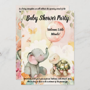 Baby Olifant & Turtle Baby shower Uitnodiging