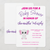 Baby-olifant | uitnodiging tot baby shower (Voorkant / Achterkant)