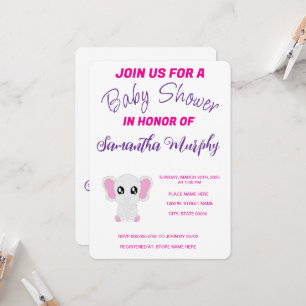 Baby-olifant uitnodiging tot baby shower