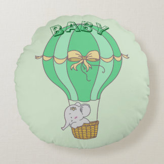 Baby Olifant Vliegt in Ballon Geslacht Neutraal Rond Kussen
