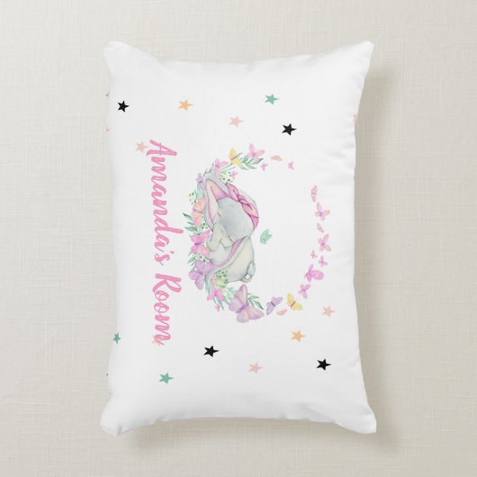 Baby Olifant, Vlinders, Sterren Accent Kussen (Voorkant(Verticaal))