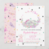 Baby Olifant, Vlinders, Sterren Baby shower Kaart (Voorkant / Achterkant)