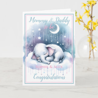 Baby Olifant Wachtend op Mammie en Pappie om te zi Kaart