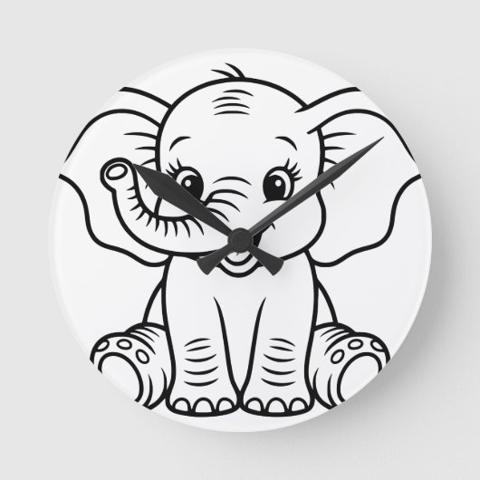 Baby Olifant Wandklok (Voorkant)