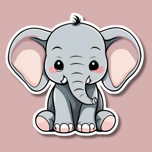 Baby Olifant waterdicht Sticker