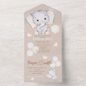 Baby olifant waterverf baby shower all in one uitnodiging (Binnen)
