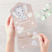 Baby olifant waterverf baby shower all in one uitnodiging