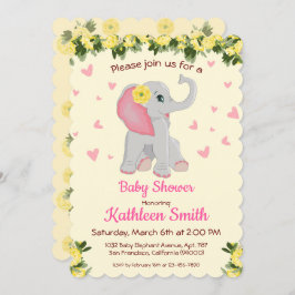 Baby olifant Waterverf Floral Baby shower Kaart