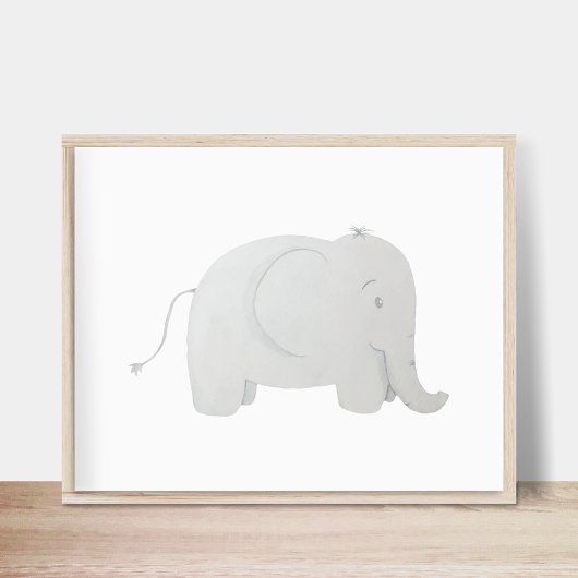 Baby Olifant Waterverf Nursery Poster