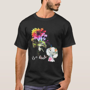 Baby Olifant Wees Aardig Kleurrijke Zonnebloem Aut T-shirt