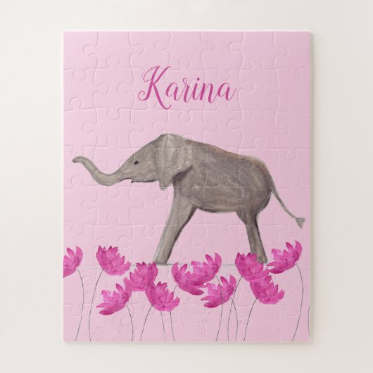 Baby Olifant wild dier voor kinderen kunst meisje Legpuzzel (Verticaal)