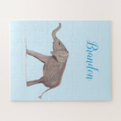 Baby Olifant Wildlife Dier Voor Kids Kunst Legpuzzel (Horizontaal)