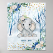 Baby Olifant Winterse Taferelen - Kinderkamer Poster (Voorkant)