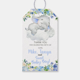 Baby olifant & wolk baby shower dank u labels. cadeaulabel