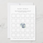 baby olifant zit baby shower bingo card kaart (Voorkant)