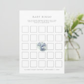 baby olifant zit baby shower bingo card kaart (Staand voorkant)