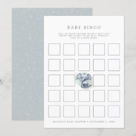 baby olifant zit baby shower bingo card kaart
