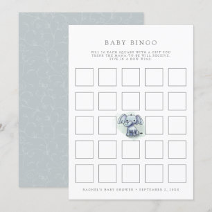 baby olifant zit baby shower bingo card kaart