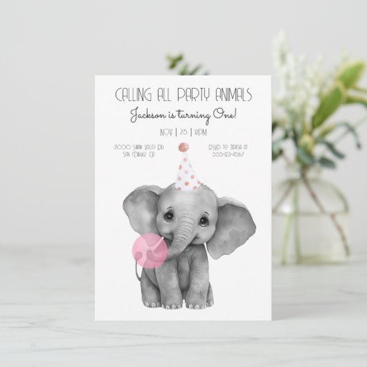 Baby olifant zwart-wit kaart (Staand voorkant)