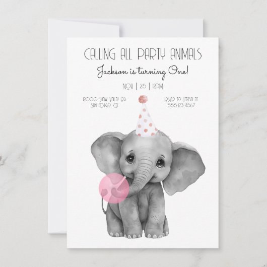 Baby olifant zwart-wit kaart (Voorkant)