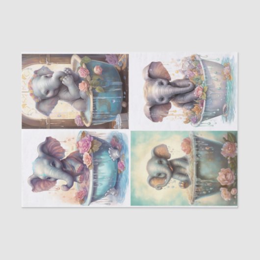 Baby Olifanten badtijd Tissuepapier (Voorkant)