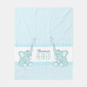 Baby olifanten bubbels aqua blue stripe douane fleece deken (Voorkant)