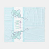 Baby olifanten bubbels aqua blue stripe douane fleece deken (Voorkant (Horizontaal))