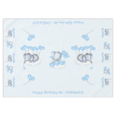 Baby Olifanten en Blue Love Heart Balloons Custom Tafelkleed (Voorkant (Horizontaal))
