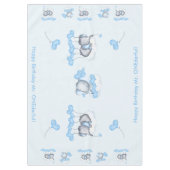 Baby Olifanten en Blue Love Heart Balloons Custom Tafelkleed (Voorkant)