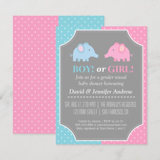 Baby olifanten Genderkwesties onthullen partijpola Kaart (Voorkant / Achterkant)