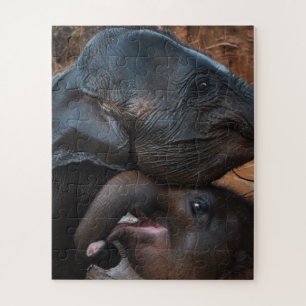 Baby olifanten in waterglimlach legpuzzel