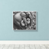 BABY OLIFANTEN MET MOEDER CANVAS AFDRUK (Insitu (Houten vloer))