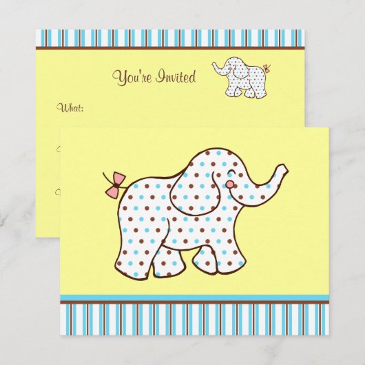 Baby Olifanten Uitnodigingen (Voorkant / Achterkant)