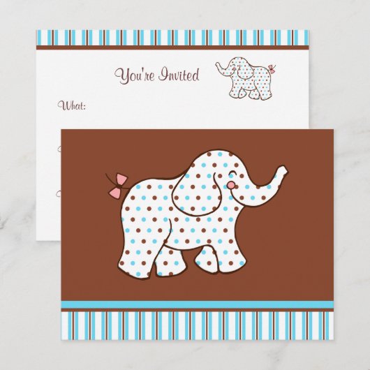 Baby Olifanten Uitnodigingen (Voorkant / Achterkant)