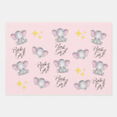 Baby olifantenbabymeisje douche inpakpapier vel (Voorkant)