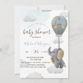 Baby olifantenballonband Baby shower Kaart (Voorkant)