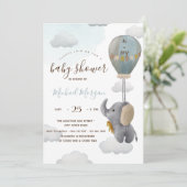 Baby olifantenballonband Baby shower Kaart (Staand voorkant)