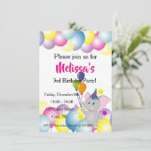 Baby olifantenballonnen kaart (Staand voorkant)