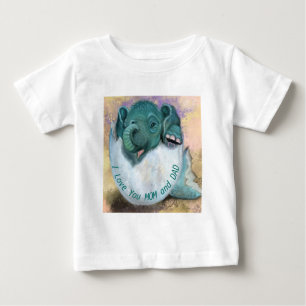 Baby olifantenhatching uit Baby-T-Shirt-vun van ei