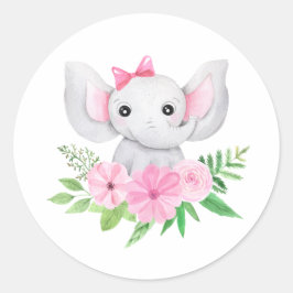 Baby olifantenkaartje, eerste verjaardag, Baby sho Ronde Sticker