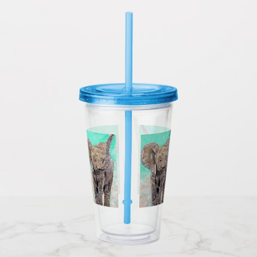 Baby-olifantenschilderij Acryl Drinkbeker (Rechts)