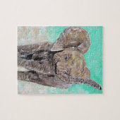 Baby olifantenschildering legpuzzel (Horizontaal)