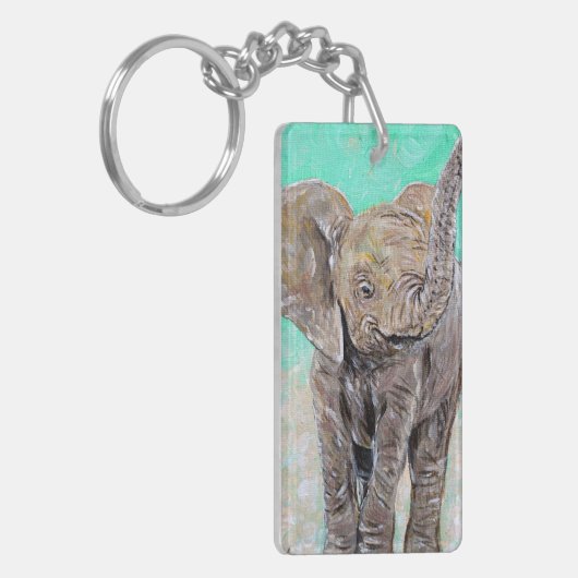 Baby olifantenschildering sleutelhanger (Voorkant Links)