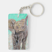 Baby olifantenschildering sleutelhanger (achterkant)