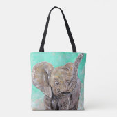 Baby olifantenschildering tote bag (Achterkant)