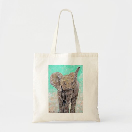 Baby olifantenschildering tote bag (Voorkant)
