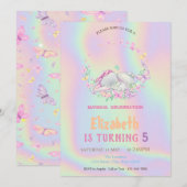 Baby Olifantvlinders Holografische Verjaardag Kaart (Voorkant / Achterkant)