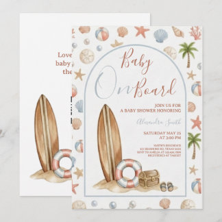 Baby On Board | Arch Frame Beach Baby Shower Kaart