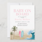 Baby On Board Baby Shower, Surf Beach Baby Shower Kaart (Voorkant)